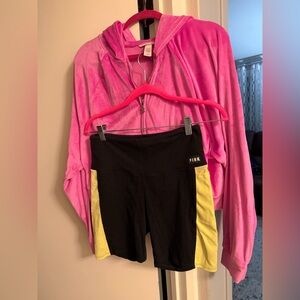 Victoria's Secret Fuchsia zip up and PINK shorts